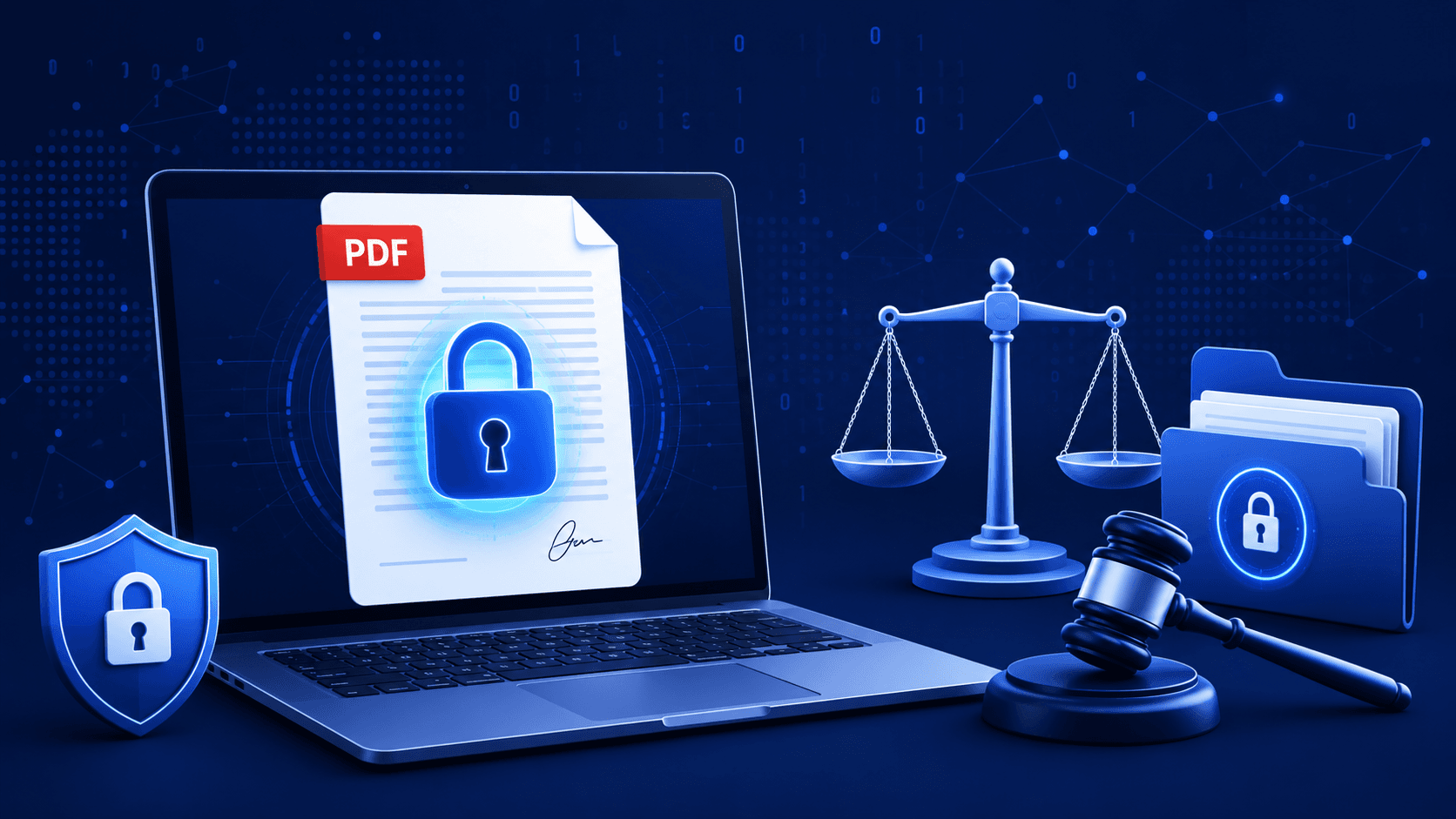 Attorney reviewing a secure document share link on a laptop
