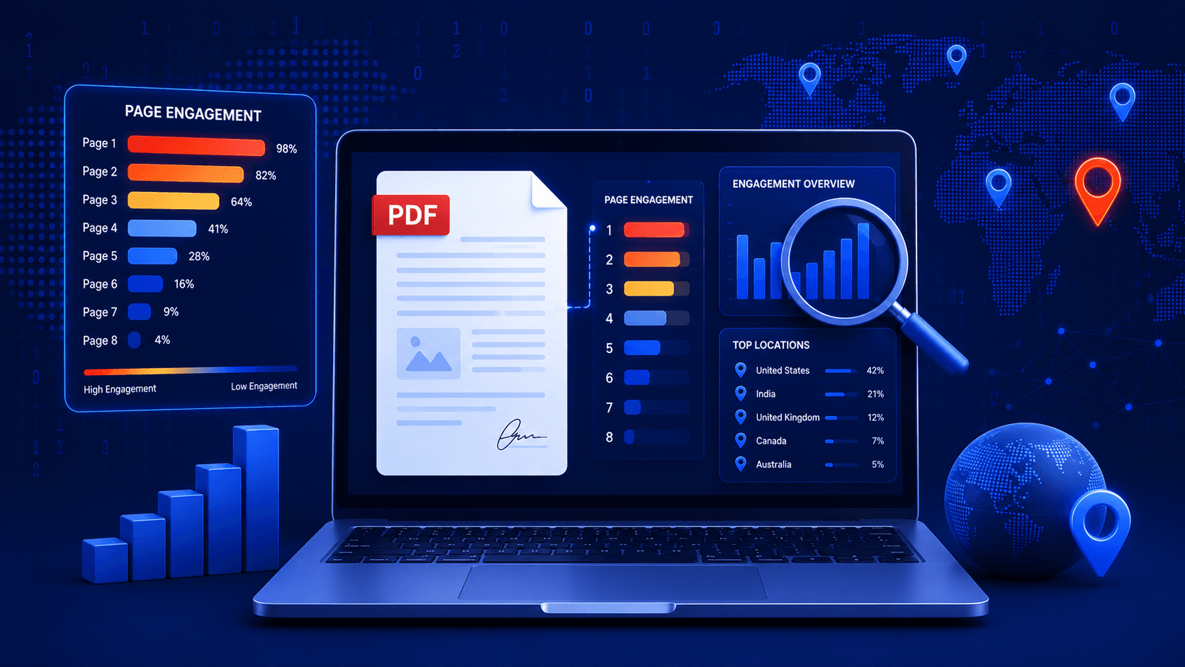 Page-by-page heatmap of document viewer engagement