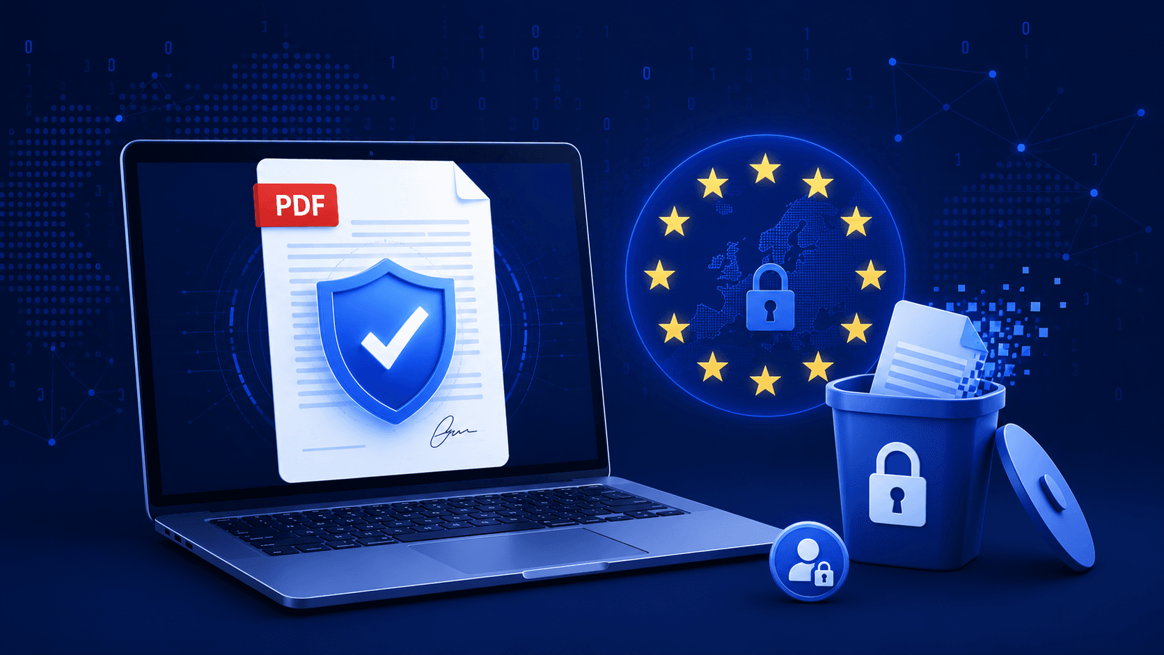 GDPR compliance checklist overlaid on a document sharing dashboard